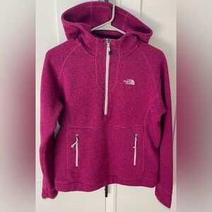 North Face women’s 1/4 quarter zip hooded fleece pullover jacket medium pink